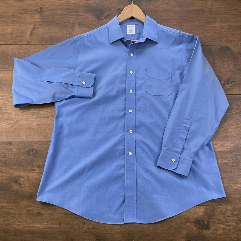 Brooks Brothers Regent Non-Iron Supima Cotton Dress Shirt Blue 17-35 Long Sleeve